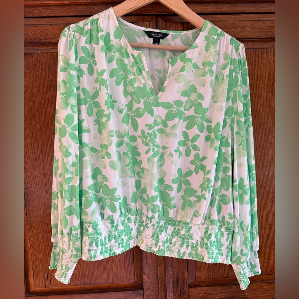 NWT Simply Vera Vera Wang Banded Bottom Long Sleeve Blouse